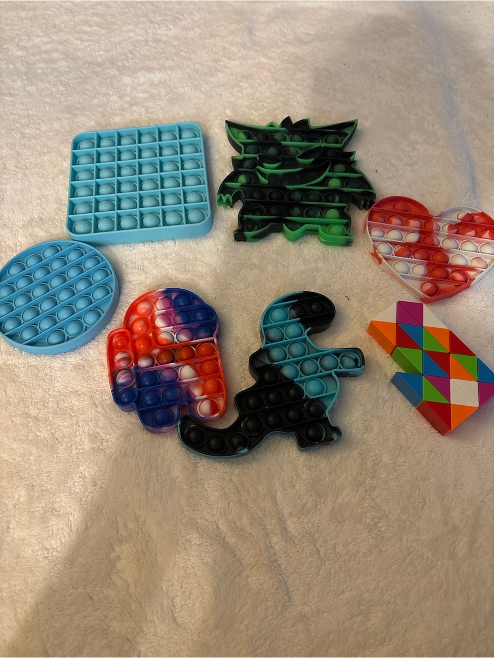 Assorted Kids Pop Bubble Fidget Toys - Blue, Black, Green, Red, Multicolor